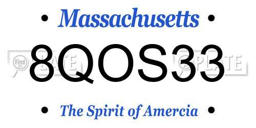 8QOS33 Massachusetts License Plate