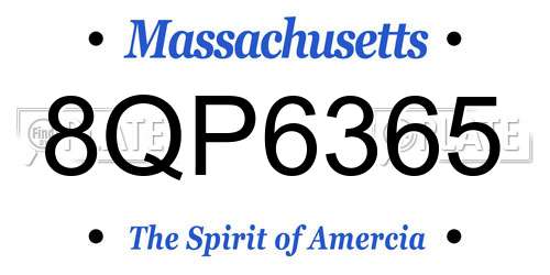 8QP6365 Massachusetts License Plate