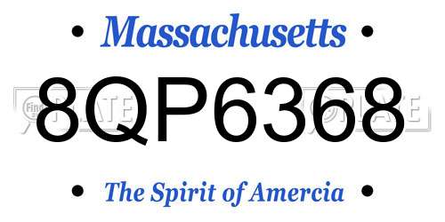 8QP6368 Massachusetts License Plate