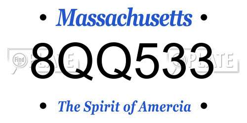 8QQ533 Massachusetts License Plate