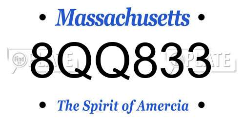 8QQ833 Massachusetts License Plate