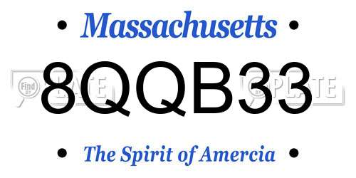 8QQB33 Massachusetts License Plate