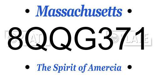 8QQG371 Massachusetts License Plate