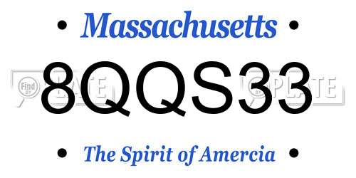 8QQS33 Massachusetts License Plate