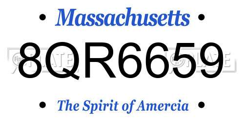 8QR6659 Massachusetts License Plate