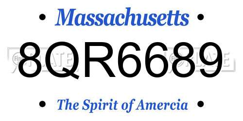 8QR6689 Massachusetts License Plate