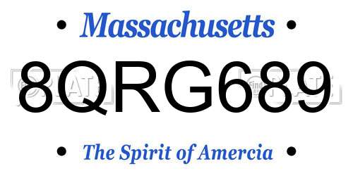 8QRG689 Massachusetts License Plate