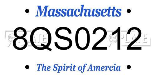 8QS0212 Massachusetts License Plate