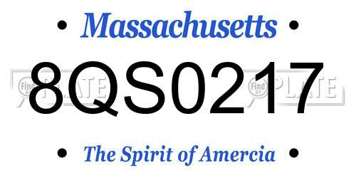 8QS0217 Massachusetts License Plate