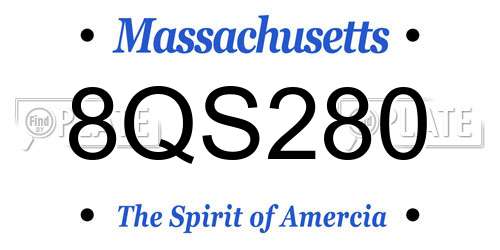 8QS280 Massachusetts License Plate