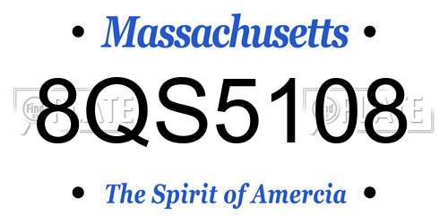 8QS5108 Massachusetts License Plate