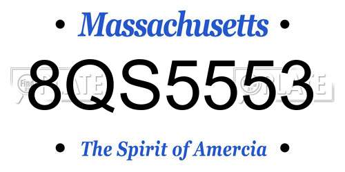 8QS5553 Massachusetts License Plate