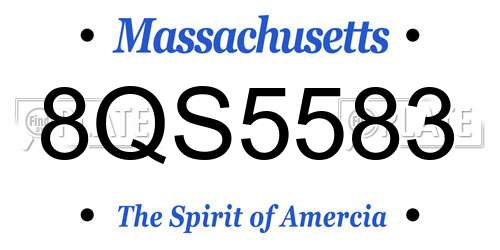 8QS5583 Massachusetts License Plate