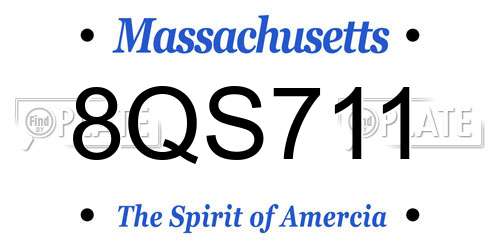 8QS711 Massachusetts License Plate