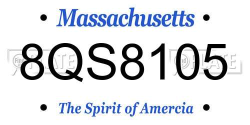 8QS8105 Massachusetts License Plate