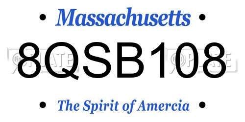 8QSB108 Massachusetts License Plate