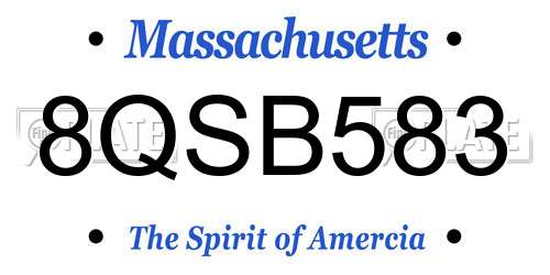 8QSB583 Massachusetts License Plate