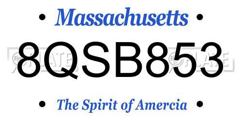8QSB853 Massachusetts License Plate