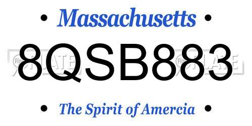 8QSB883 Massachusetts License Plate
