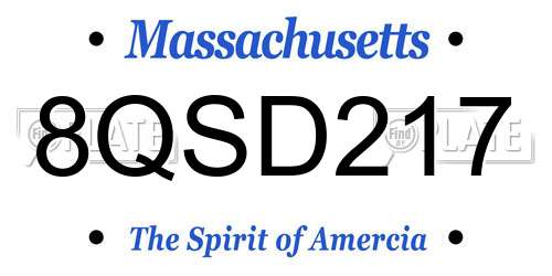 8QSD217 Massachusetts License Plate