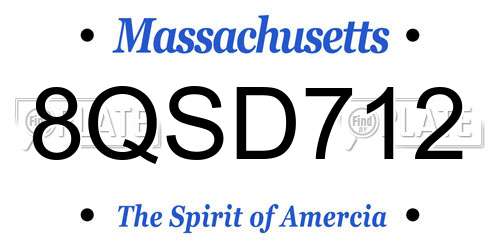 8QSD712 Massachusetts License Plate