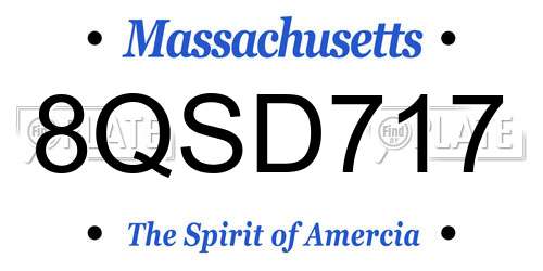 8QSD717 Massachusetts License Plate