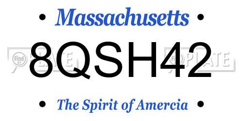 8QSH42 Massachusetts License Plate