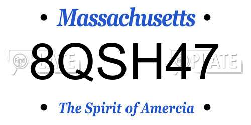 8QSH47 Massachusetts License Plate
