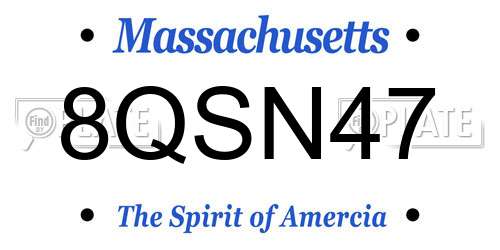 8QSN47 Massachusetts License Plate
