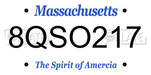 8QSO217 Massachusetts License Plate