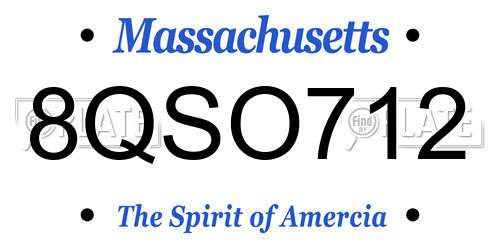 8QSO712 Massachusetts License Plate