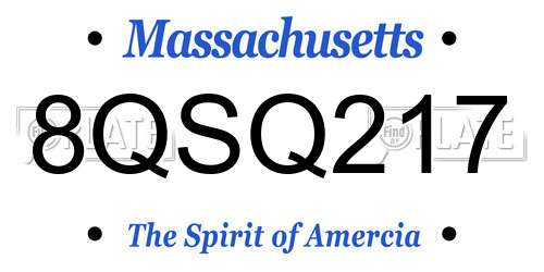 8QSQ217 Massachusetts License Plate