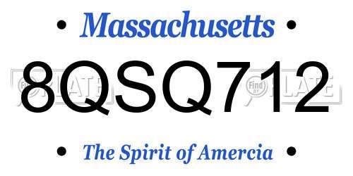 8QSQ712 Massachusetts License Plate