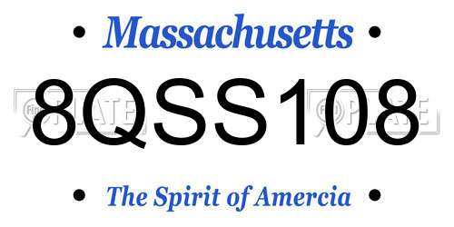 8QSS108 Massachusetts License Plate