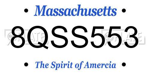 8QSS553 Massachusetts License Plate