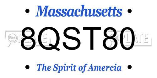 8QST80 Massachusetts License Plate