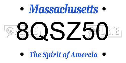 8QSZ50 Massachusetts License Plate