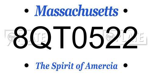 8QT0522 Massachusetts License Plate