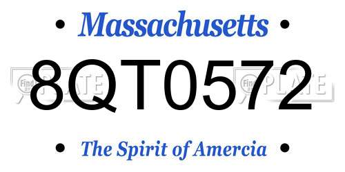 8QT0572 Massachusetts License Plate