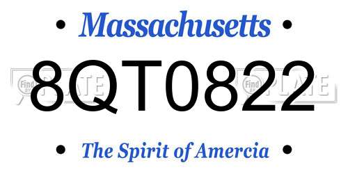 8QT0822 Massachusetts License Plate