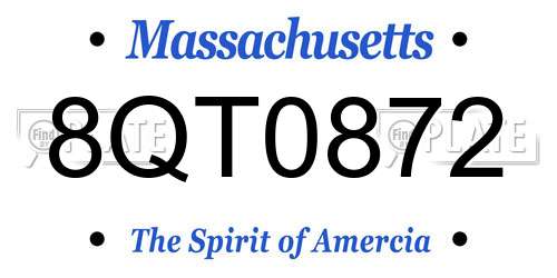 8QT0872 Massachusetts License Plate