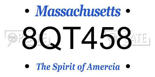 8QT458 Massachusetts License Plate