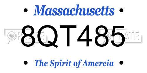 8QT485 Massachusetts License Plate