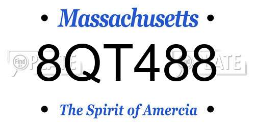 8QT488 Massachusetts License Plate