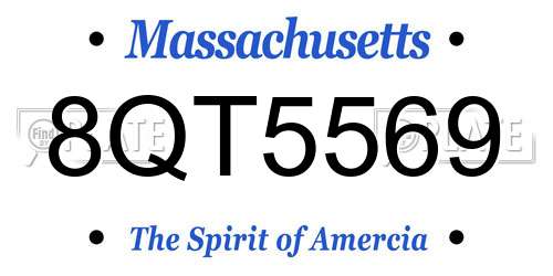 8QT5569 Massachusetts License Plate