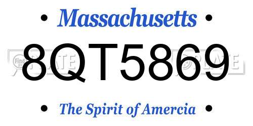 8QT5869 Massachusetts License Plate