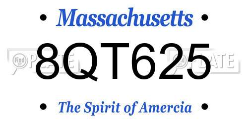 8QT625 Massachusetts License Plate