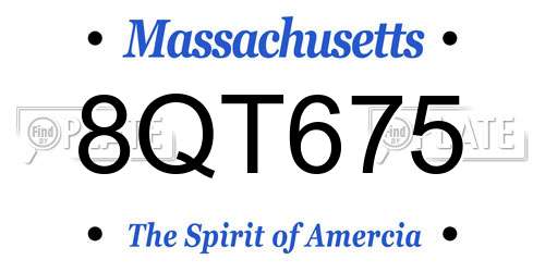 8QT675 Massachusetts License Plate