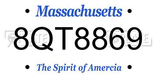 8QT8869 Massachusetts License Plate