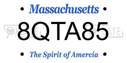 8QTA85 Massachusetts License Plate